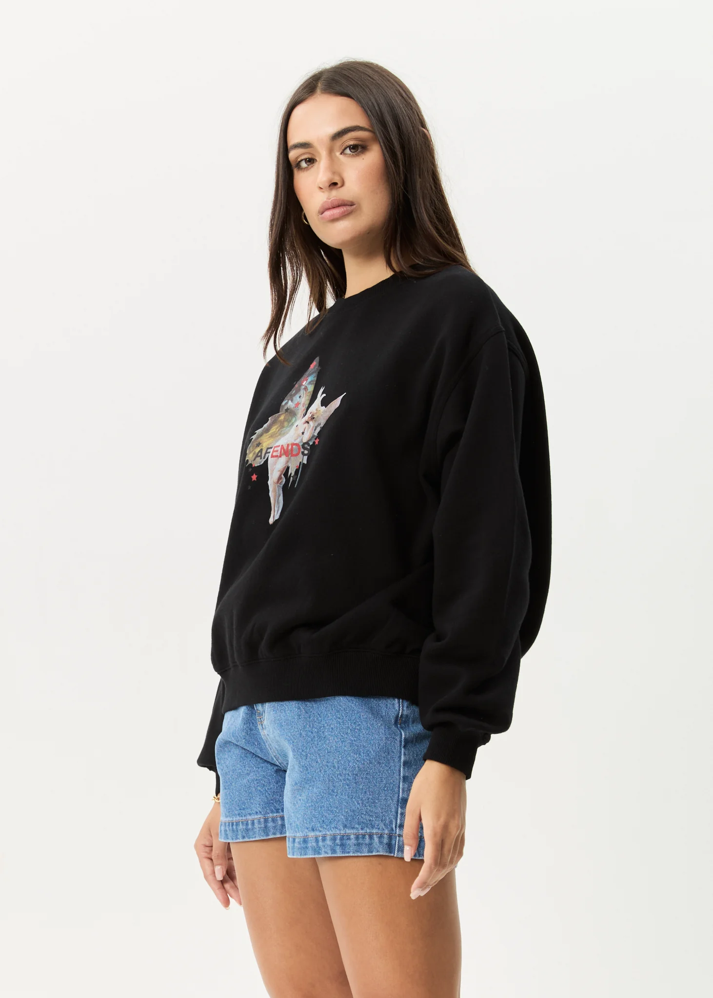 AFENDS Womens Pixie - Crew Neck Jumper - Black - Image 3