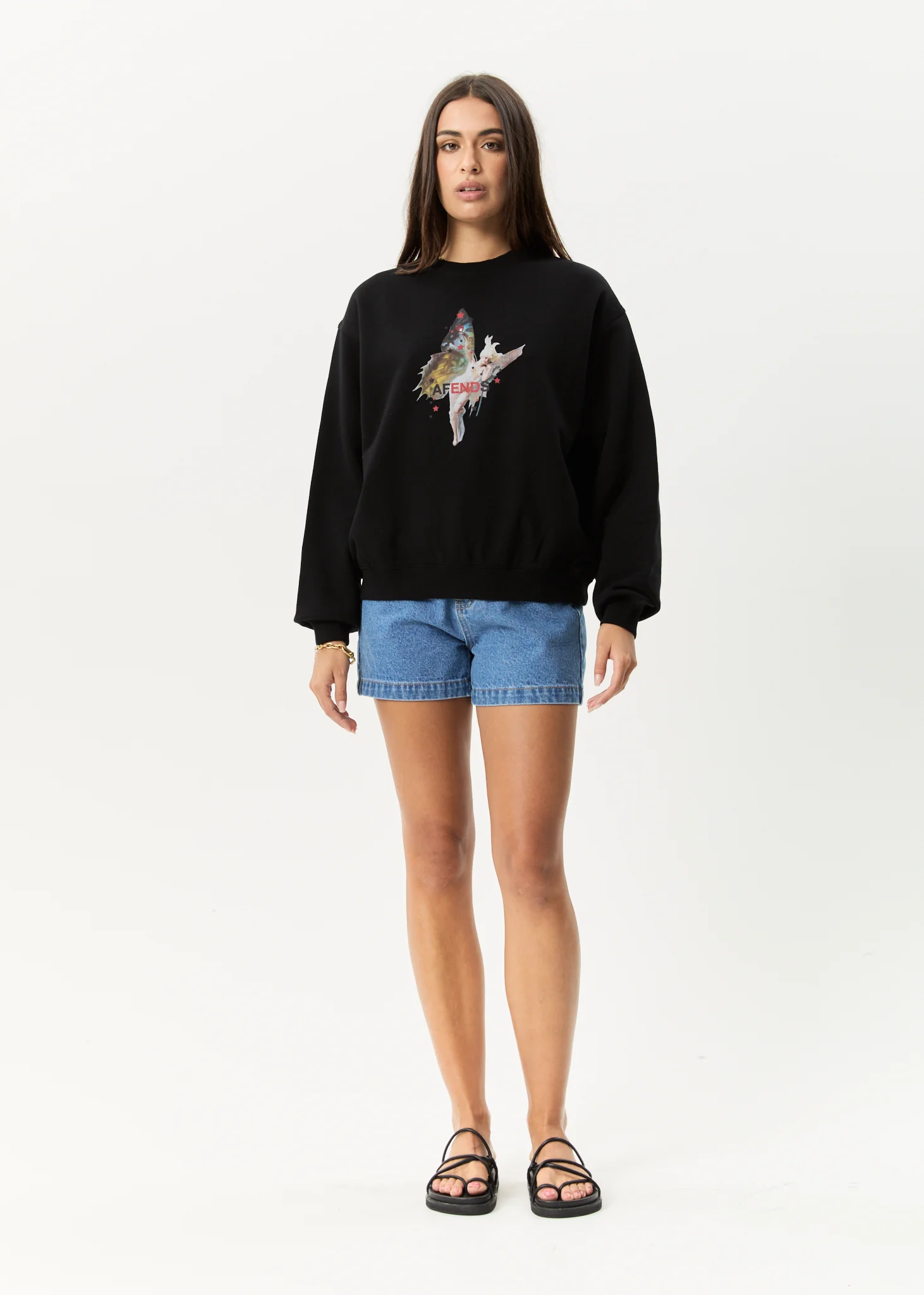 AFENDS Womens Pixie - Crew Neck Jumper - Black - Image 7