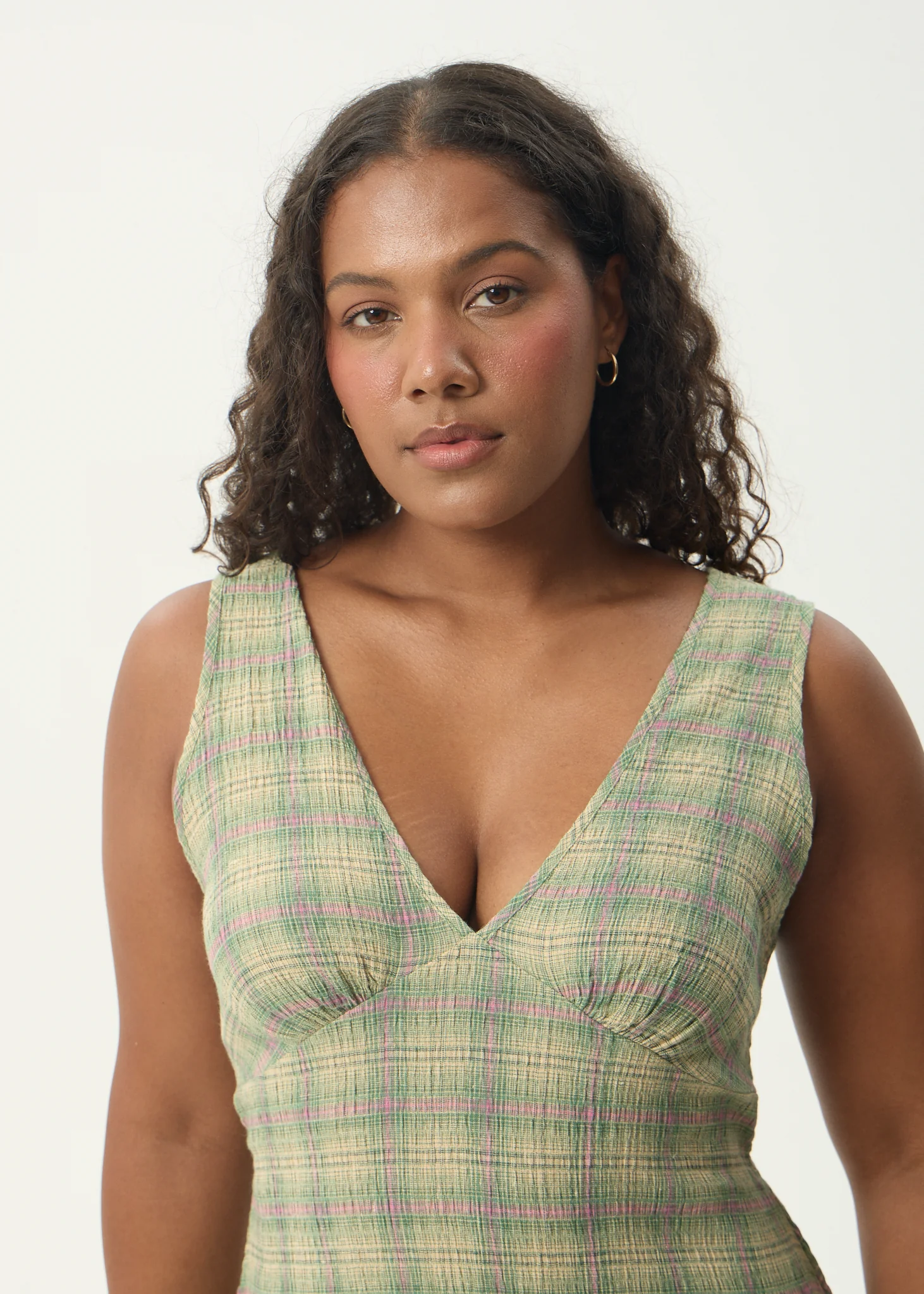 AFENDS Womens Tully - Seersucker Maxi Dress - Position Green Check - Image 11