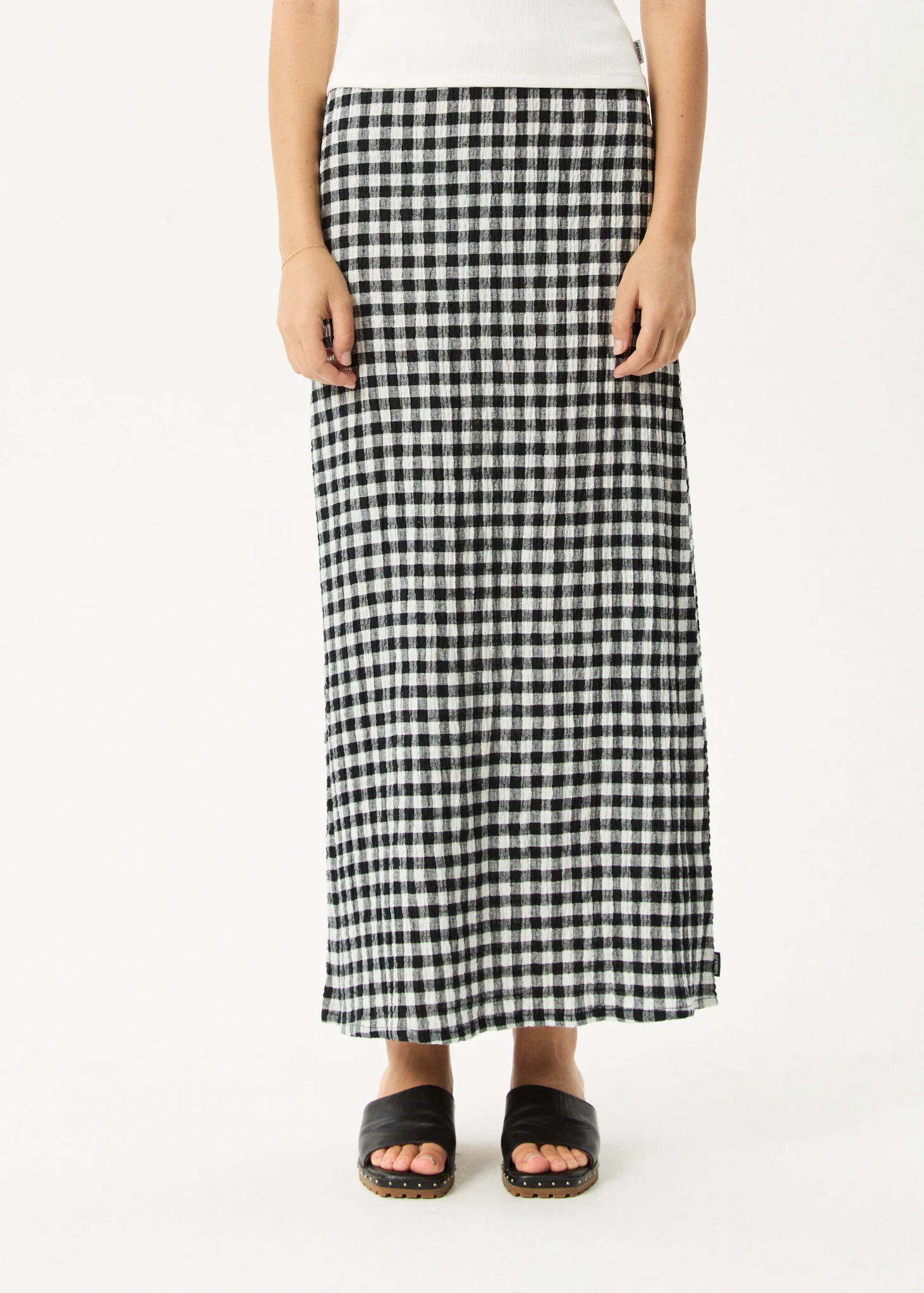 AFENDS Womens Lita - Seersucker Maxi Skirt - Rowan Black / White - Image 3