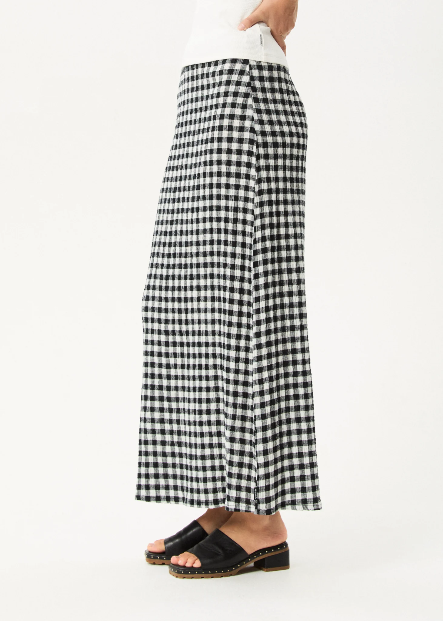 AFENDS Womens Lita - Seersucker Maxi Skirt - Rowan Black / White - Image 4