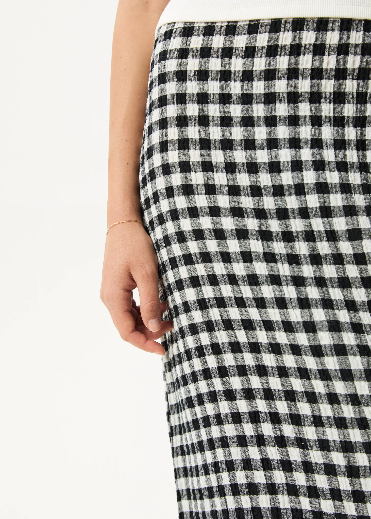 AFENDS Womens Lita - Seersucker Maxi Skirt - Rowan Black / White - Image 8