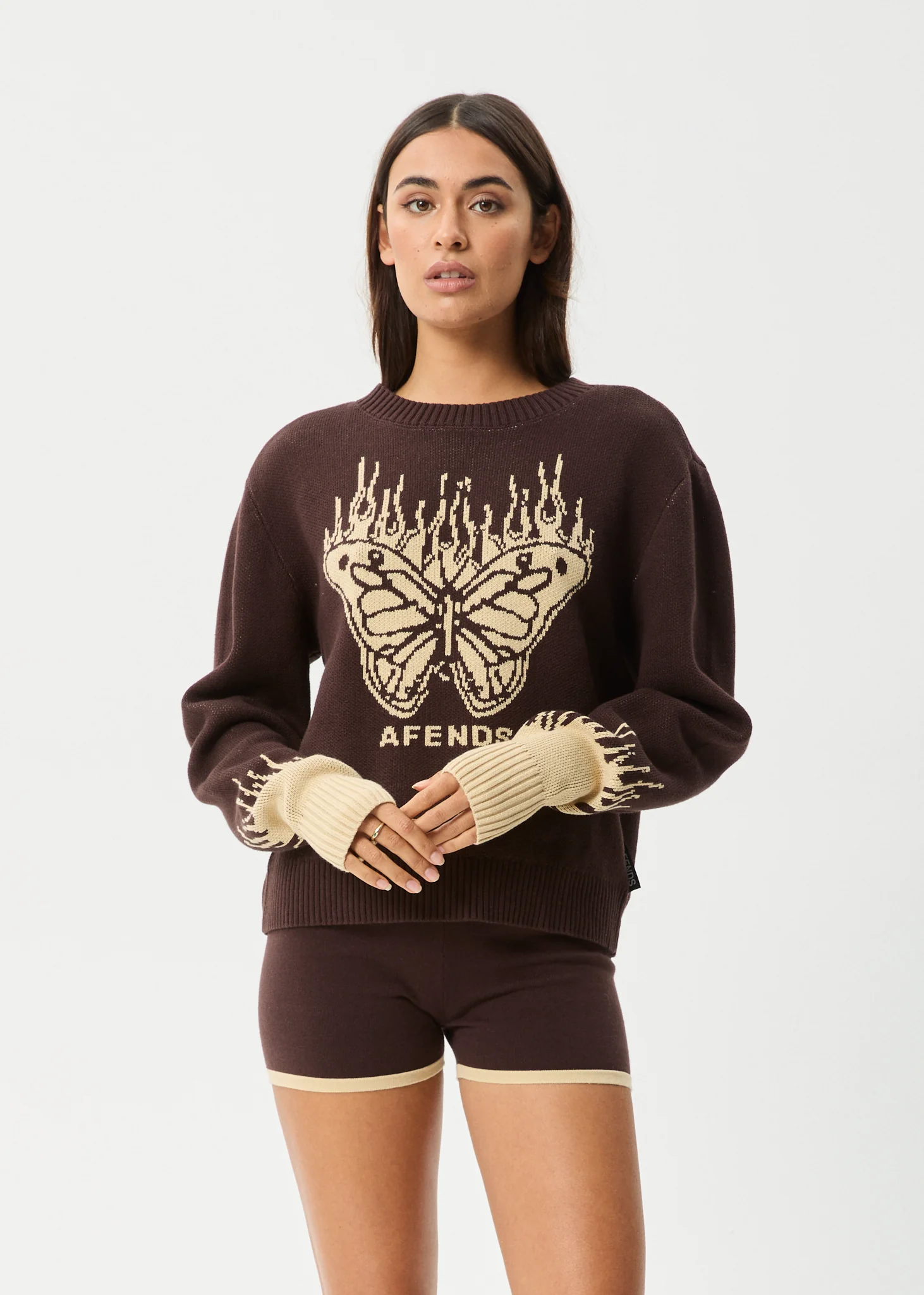 AFENDS Womens Set Fire - Knit Jumper - Coffee - Image 2