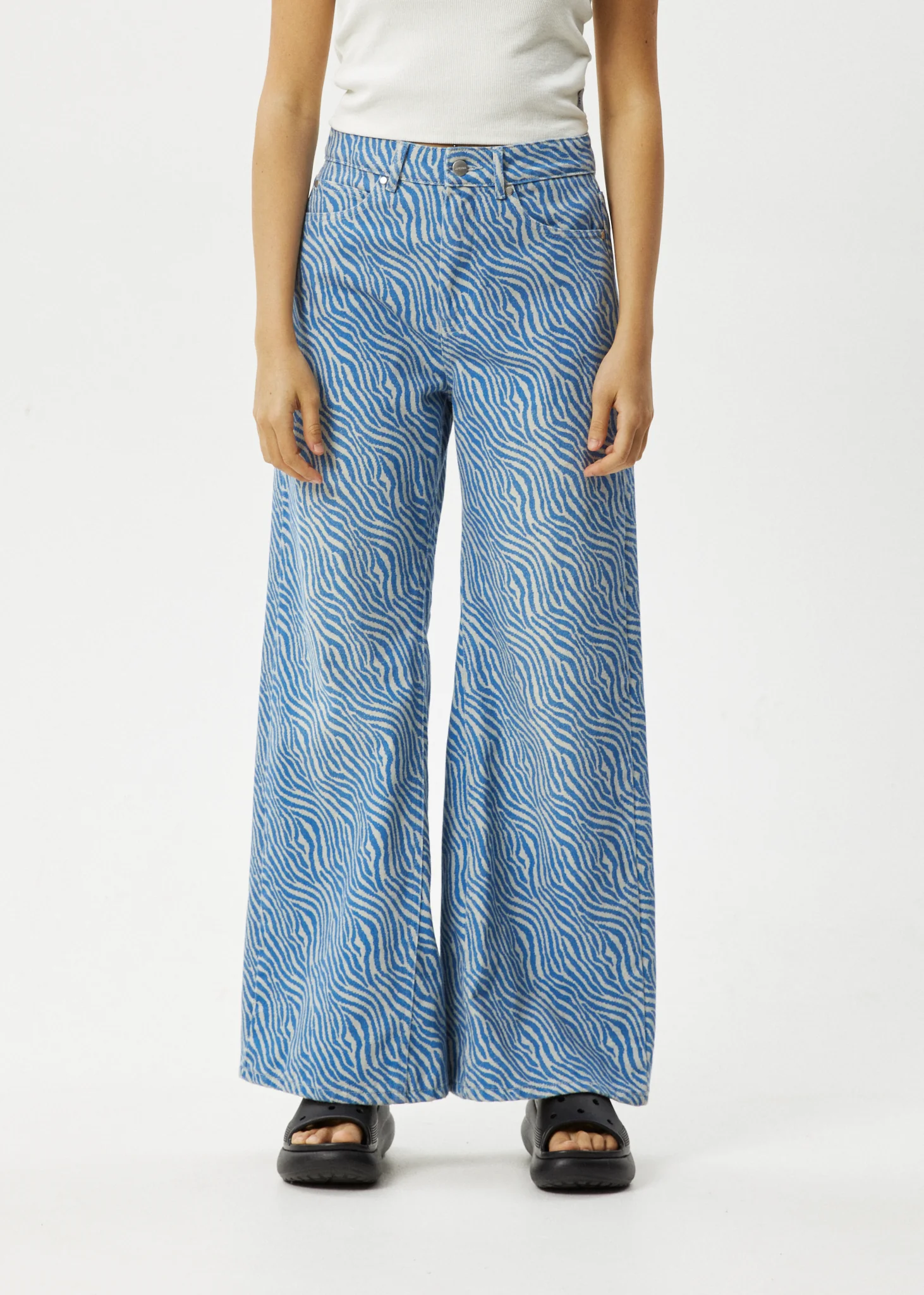 AFENDS Womens Shadows Gigi - Denim Flared Jean - Arctic - Image 2