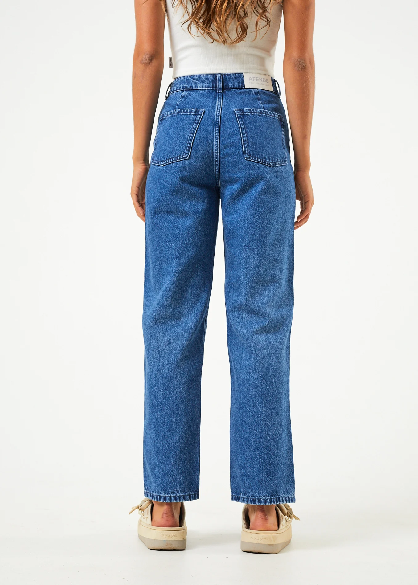 AFENDS Womens Shelby - Denim Wide Leg Jean Long - Authentic Blue - Image 4