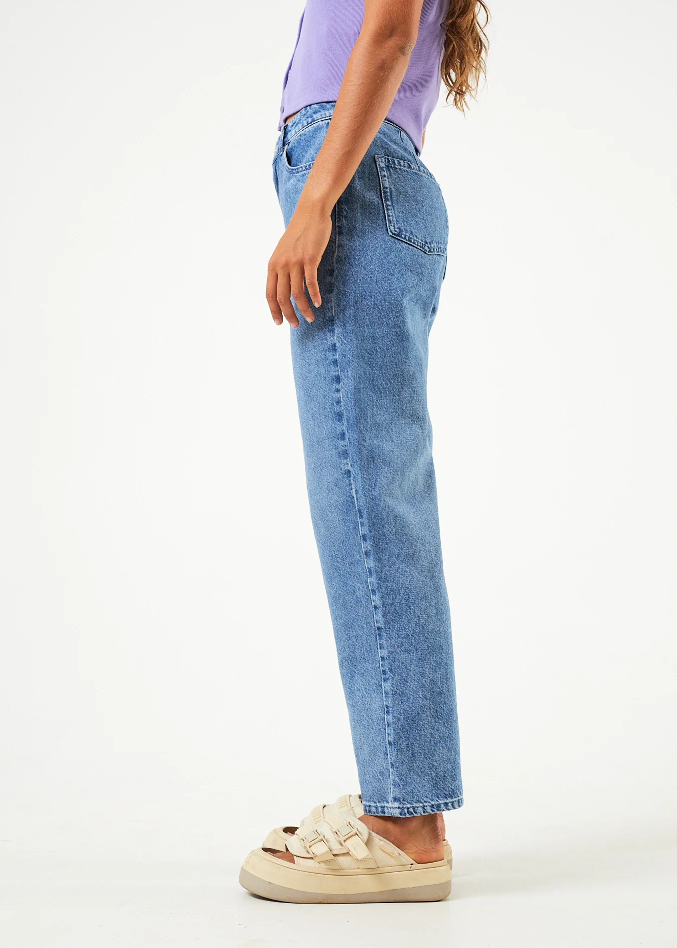 AFENDS Womens Shelby - Denim Wide Leg Jean Long - Worn Blue - Image 3