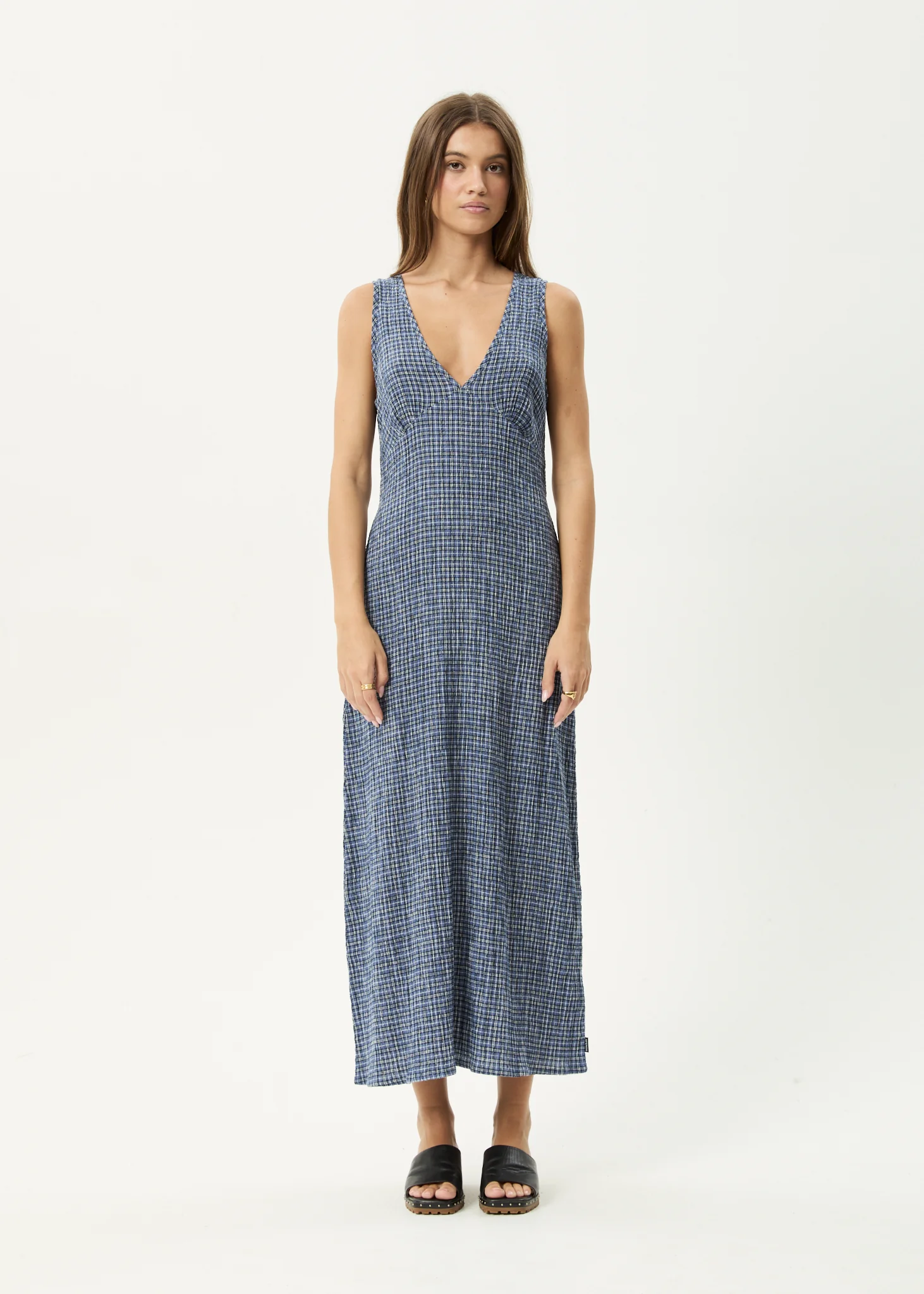 AFENDS Womens Tully - Seersucker Maxi Dress - Marlin - Image 12