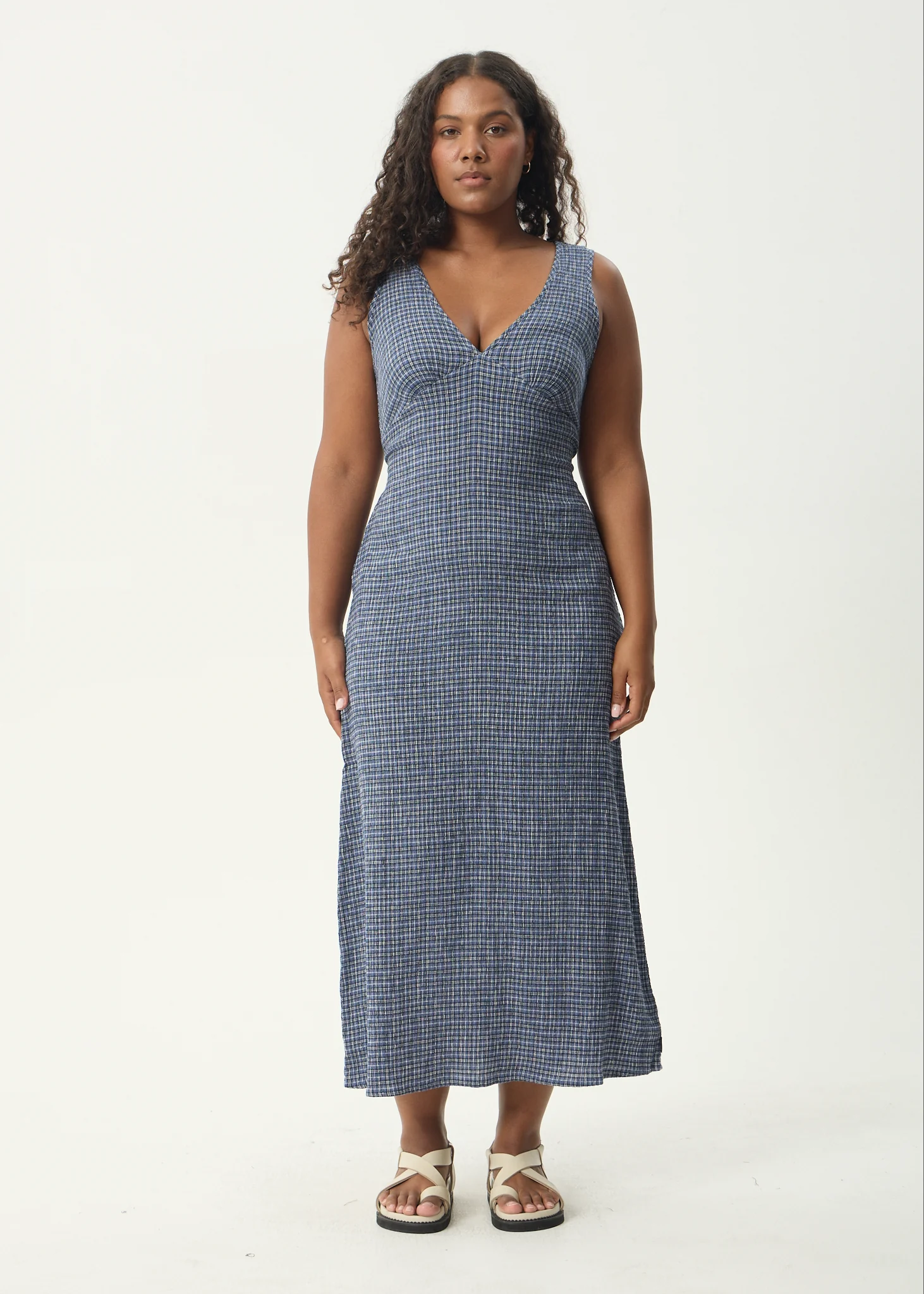 AFENDS Womens Tully - Seersucker Maxi Dress - Marlin - Image 13