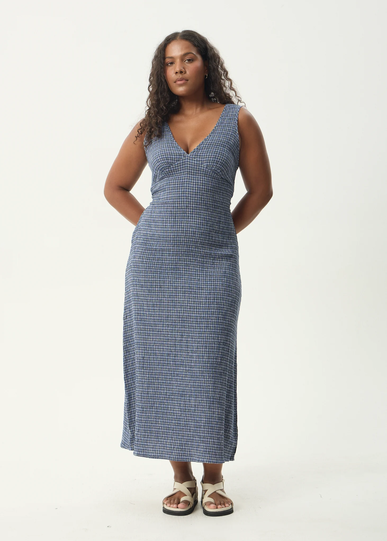 AFENDS Womens Tully - Seersucker Maxi Dress - Marlin - Image 3
