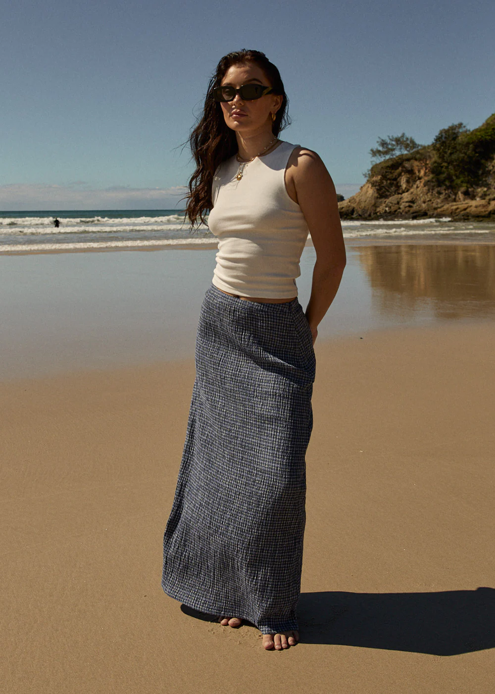 AFENDS Womens Lita - Seersucker Maxi Skirt - Shipwreck Marlin - Image 8