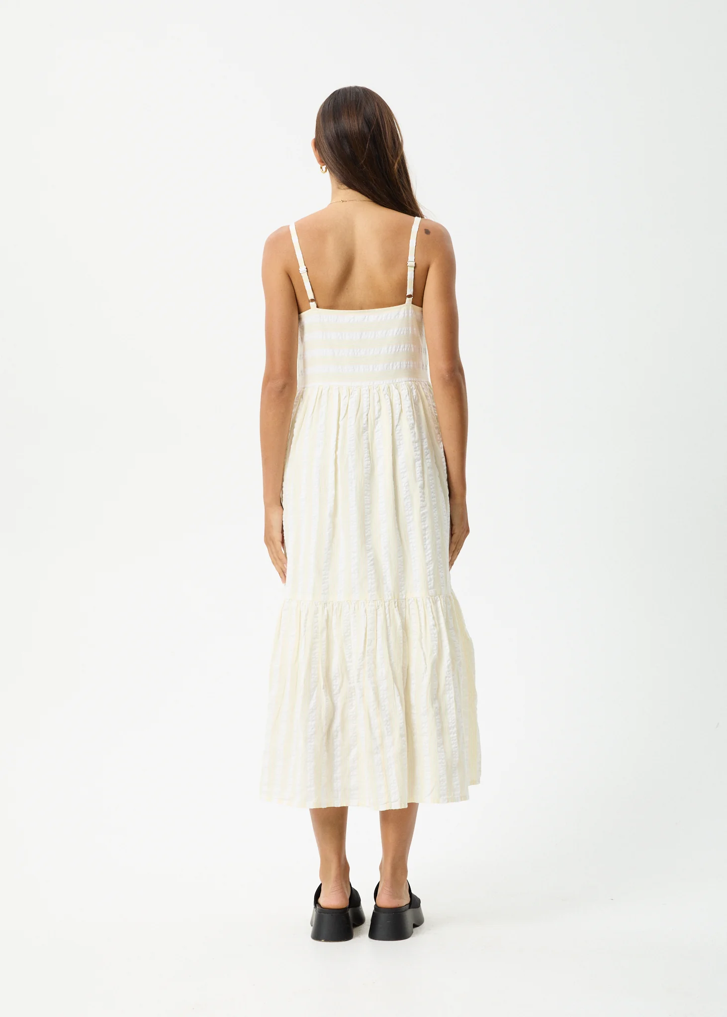 AFENDS Womens Splice - Seersucker Maxi Dress - White / Lemongrass - Image 5