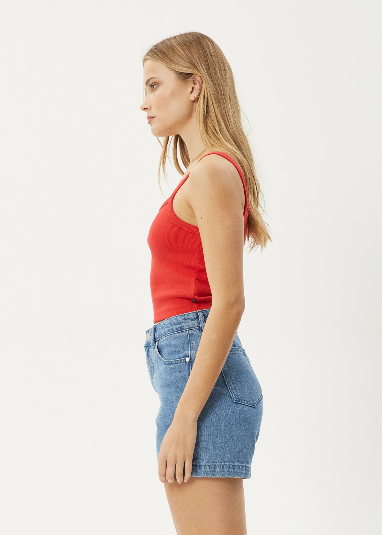 AFENDS Womens Taylor - Rib Singlet - Tomato - Image 4